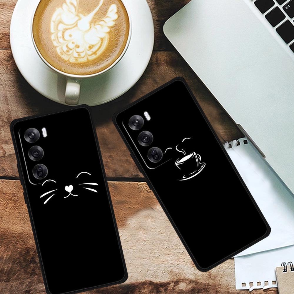 Персонализированный черный мягкий чехол из ТПУ с узором для телефона Reno 12 Pro 5G