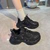 Starry Rhinestones Thick-soled Dad Shoes for Women Autumn and Winter Heavy-duty Hot Rhinestone Sports Shoes for Women