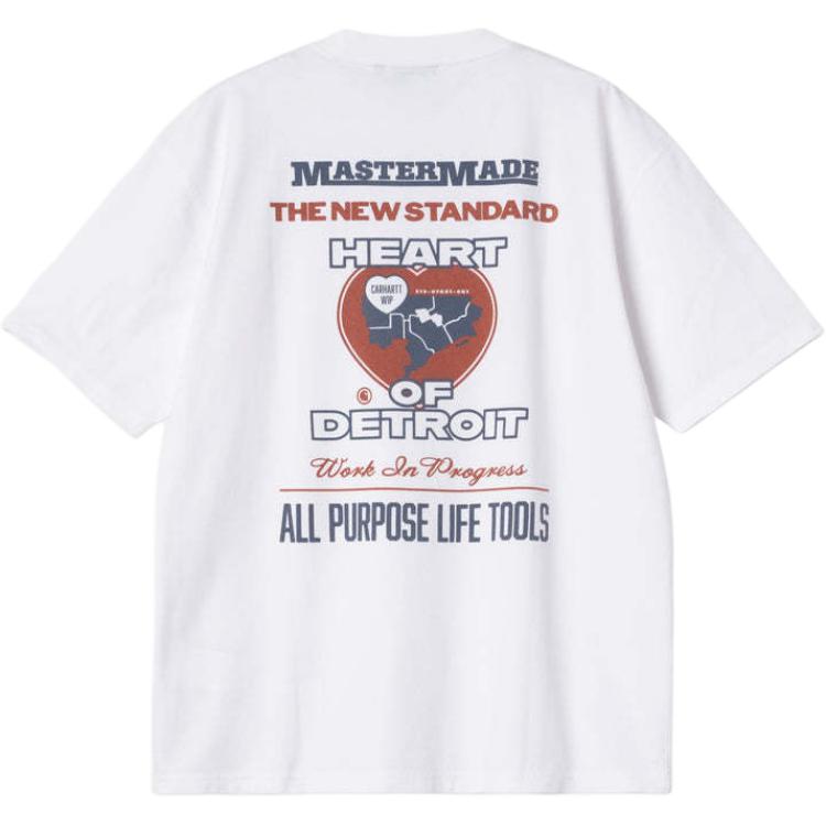 Carhartt WIP SS25 Футболка унисекс с принтом в виде сердца и букв, свободная, удобная, с коротким рукавом I035209-02-60