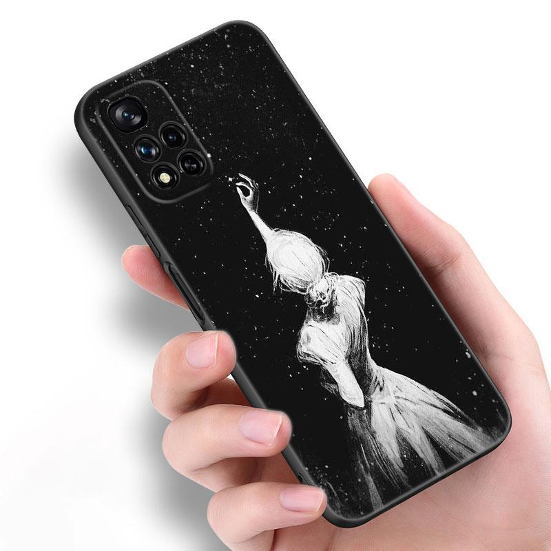 Ballet Girl Black Silicone Phone Case For Xiaomi POCO X3 X4 NFC F5 M3 M4 M6 X5 X6 Pro F3 F4 GT 5G C55 C65 M5