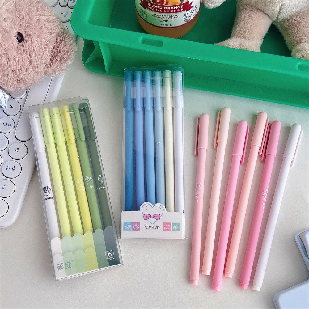 5/6/7 шт./кор., простая гелевая ручка, модная градиентная ручка, однотонная гелевая ручка с черными чернилами 0,5 мм, милая канцелярская ручка, письменные принадлежности