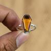 925 Sterling Silver Natural Citrine Elegant Coffin Promise Ethnic Ring Size 7.75