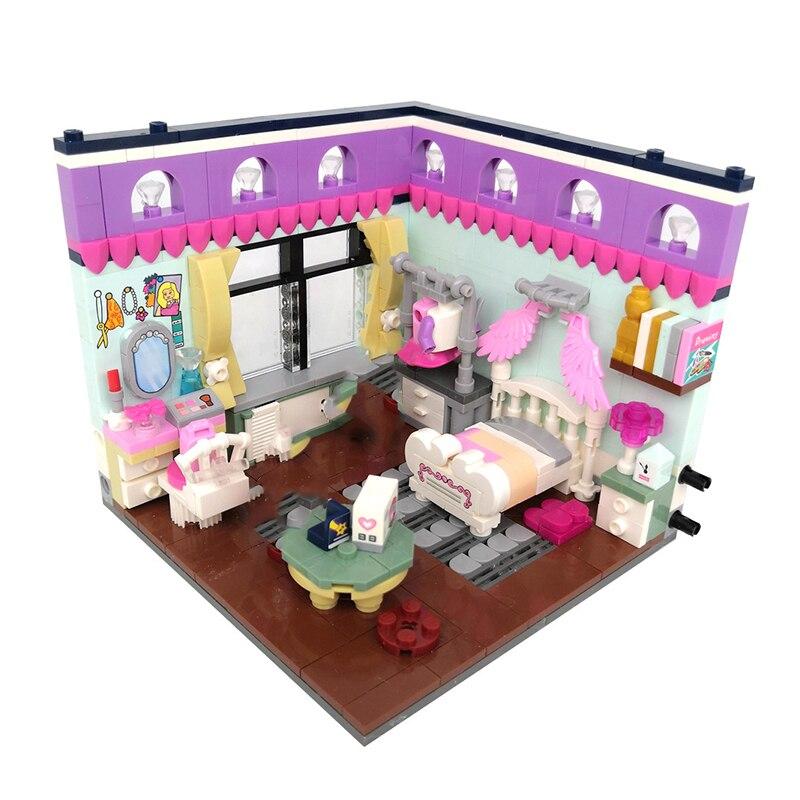 LOZ 1902 городская архитектура дом угол спальня кровать комод скатерть одежда 3D мини-блоки кирпичи строительные игрушки без коробки