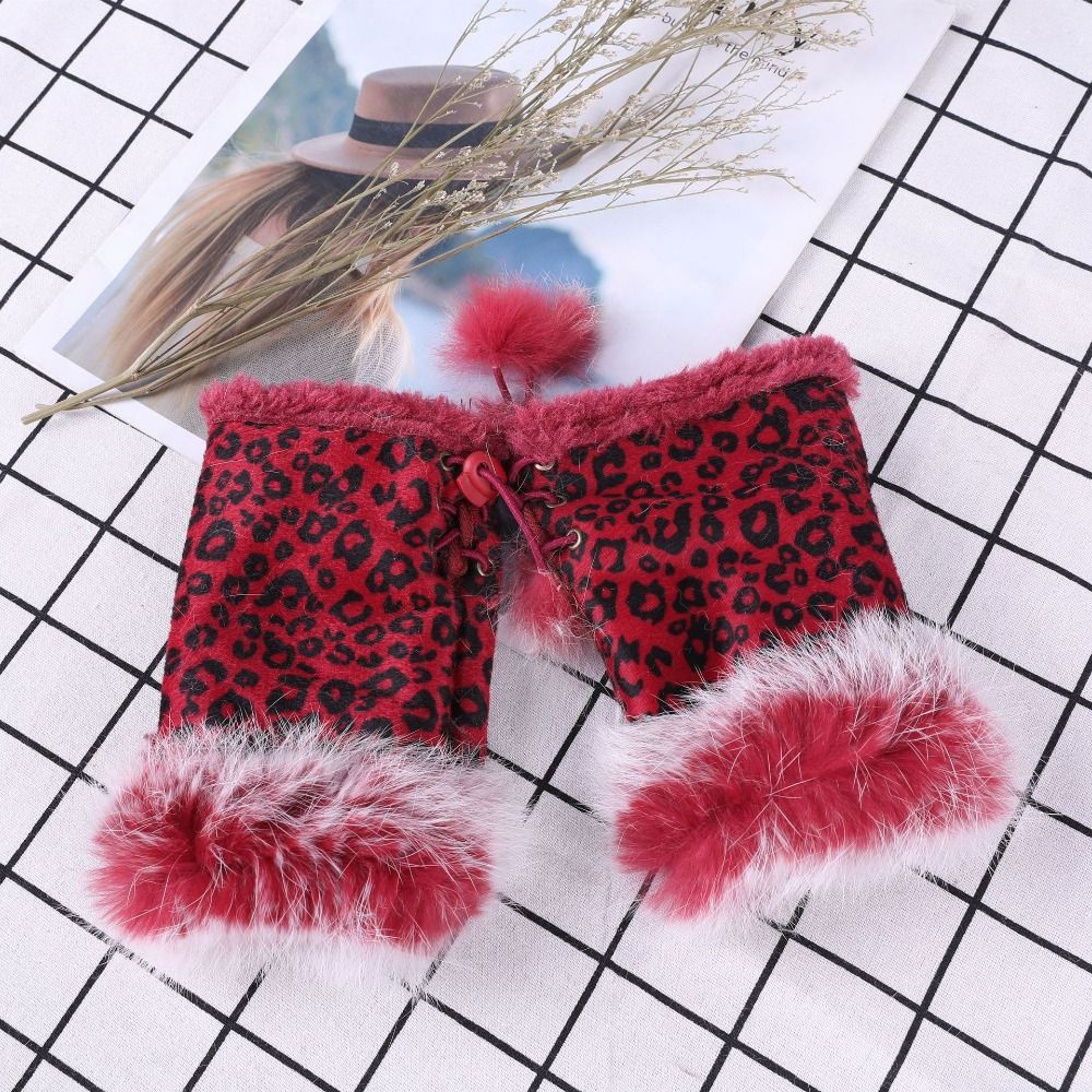 Soft Fingerless Mittens Warm Plush Gloves Winter Rabbit Hair Gloves Women Girls