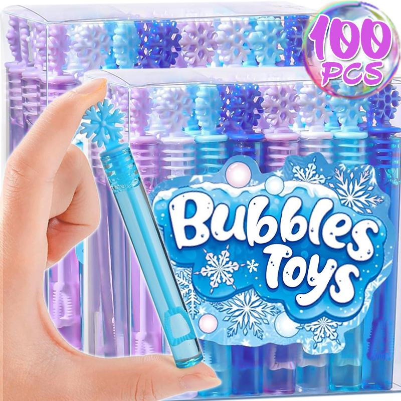 10/100 шт мини-пузырьковые трубки в форме снежинки, пузырьковая палочка, пустая бутылка, рождественский день рождения, декор для вечеринки, креативные детские игрушки, подарки