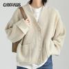 Autumn and Winter Women's Sweater Retro Loose V-Neck Folded Cuffs Soft Knitted Cardigan Sweater Outerwear