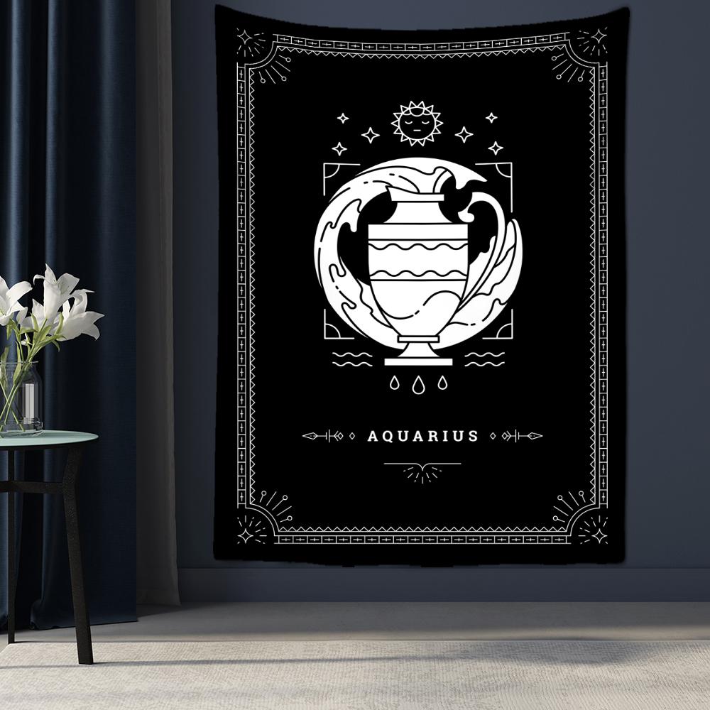 Черно-белый гобелен созвездия Таро, настенный Гобелен, научная фантастика, психоделическая магия, богемный хиппи, домашний декор