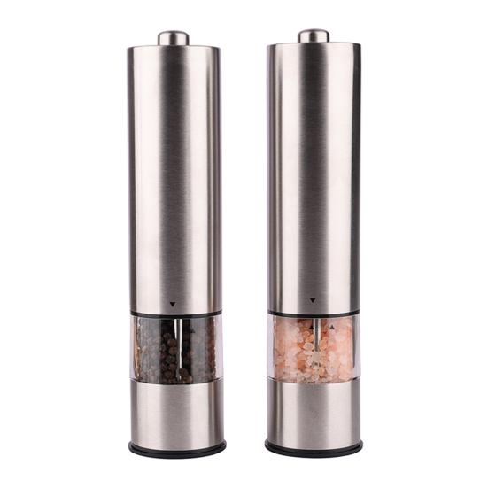 Электрическая мельница для соли и перца с батарейным питанием, автоматическая работа, набор мельниц для соли и перца с регулируемой степенью грубости
