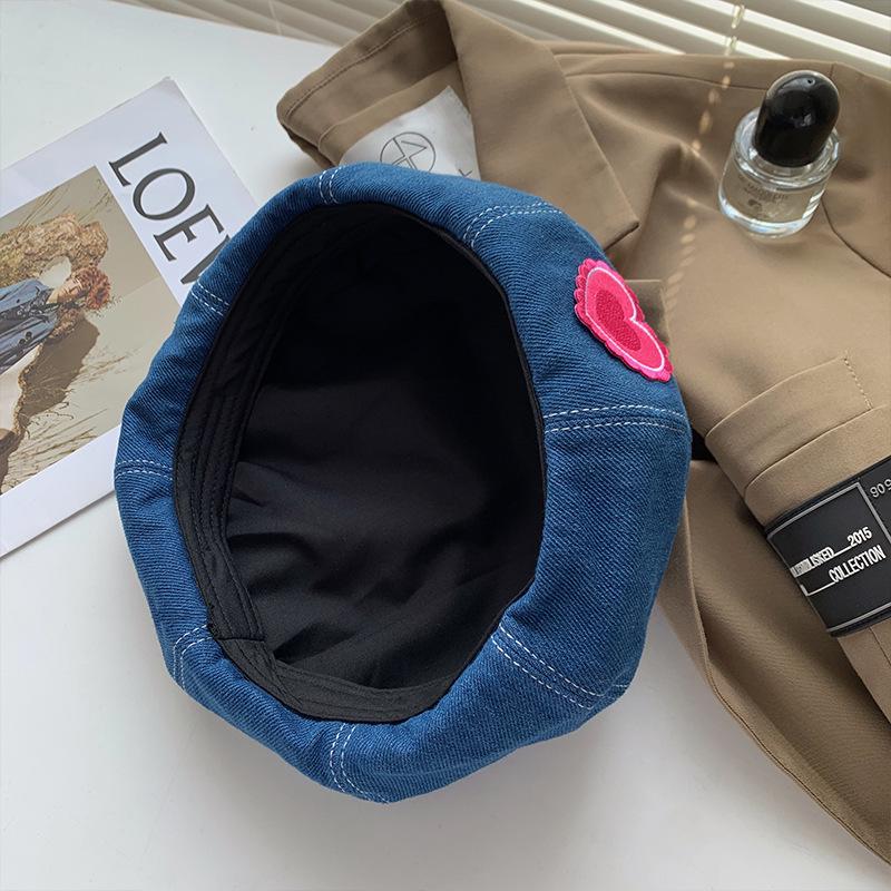 2025 Новая женская японская и корейская ретро джинсовая восьмиугольная беретка - Модная, подчеркивающая лицо шляпа художника