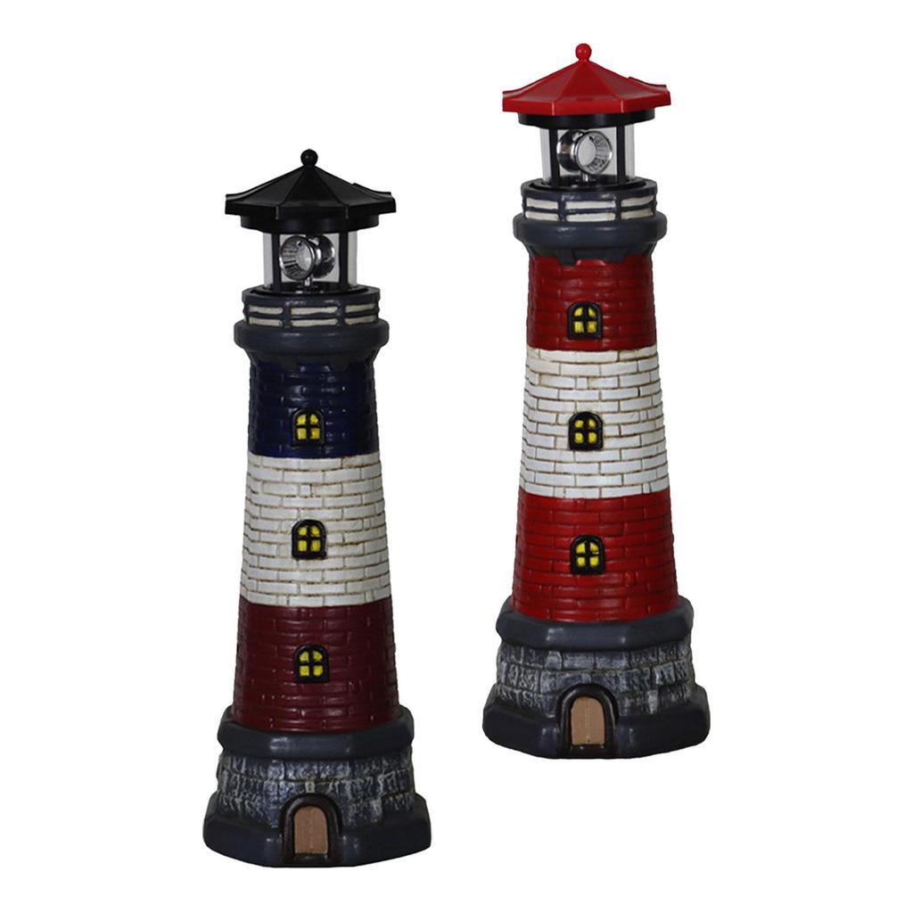Garden Solar Lighthouse Statue Lamp Windproof Waterproof Outdoor Decoration 14.7inch Tall for Lawns, Fake Rocks Multipurpose