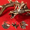 Brass Dragon Statue Tabletop Chinese Dragon Ornament Luck Dragon Figurine for Home Office Desk Bookshelf End Table