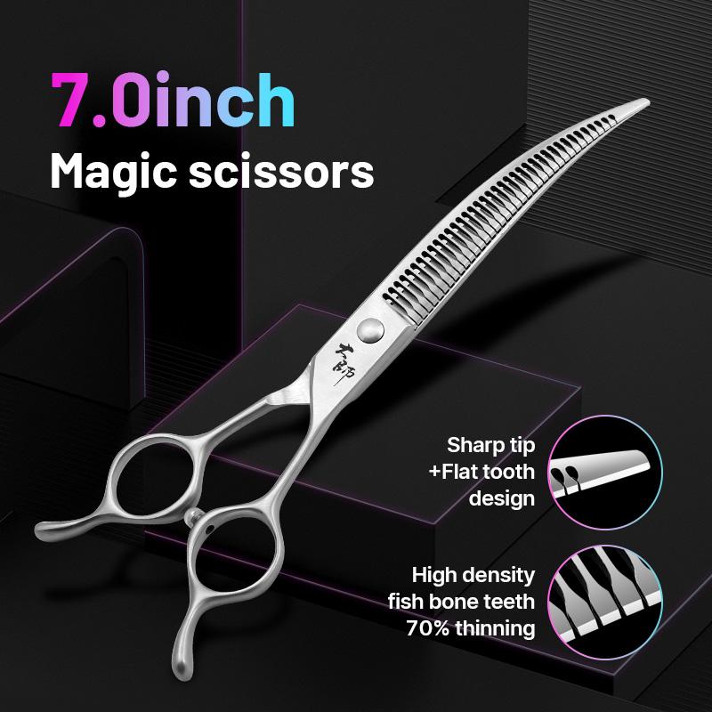 Fenice 7-дюймовые изогнутые филировочные ножницы из стали JP440C для груминга домашних животных, стрижки шерсти собак, парикмахерские, beauty, magic shears, 70%