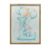 Poster Letter "I" With Balloons And Elephant Poster Letter "I" With Balloons And Elephant, 70X100 Cm, Light Oak Wooden Frame, Matte Paper 230 Gsm
