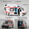 New 1:32 Simulation Ambulance Model Alloy Pull Back Sound and Light Die-casting Car Toy Special Vehicle Children's Toy Gift
