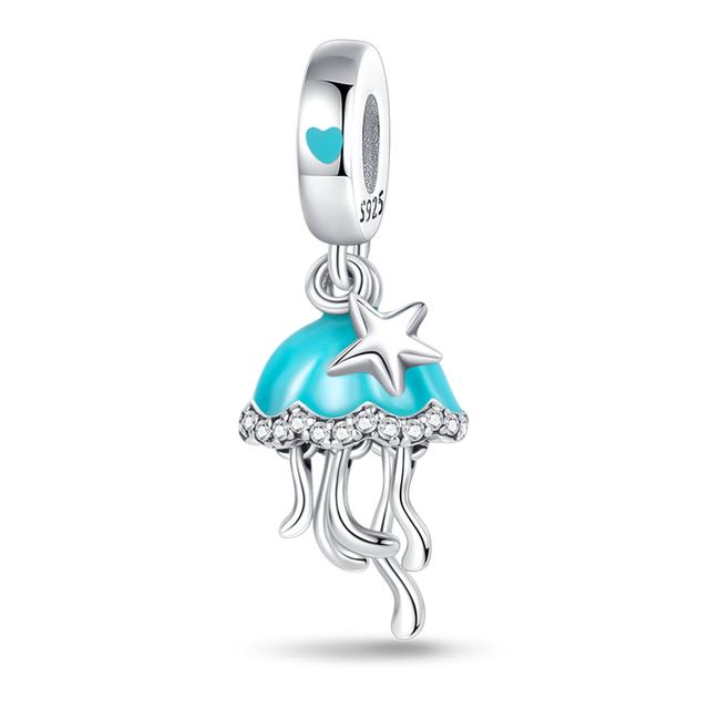 Подвески 925 Originales Moon Tassel Charm Светлячок и светящаяся подвеска в виде медузы Подходит для оригинального браслета 925 Женские украшения 
