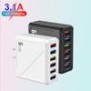 6-портовое USB-зарядное устройство 3,1 А с адаптерами для вилок EU/US/UK/KR