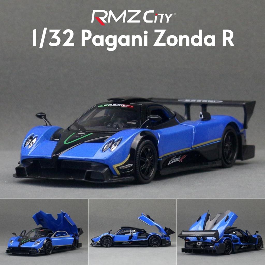 1/32 Pagani Zonda R Toy Car Model RMZ CiTY Diecast Metal Miniature Super Sport Sound & Light Collection Pull Back Gift For Boys