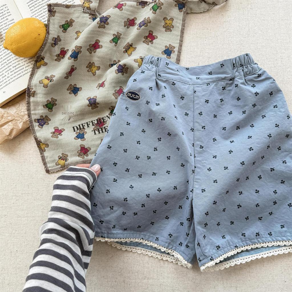 Zhili Kids Шорты из голубого кружева в корейском стиле для девочек