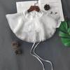 Ramie Stand-Up Collar Embroidered Lotus Leaf Lace False Collar Japanese Versatile Decorative Collar Lace-Up Shawl