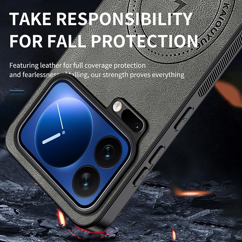 Чехол из мягкого ТПУ с амортизирующим бампером из искусственной кожи для Xiaomi 17 Pro Max, магнитный чехол Magsafing для телефона для Xiaomi 14T Pro mi 17 Pro Fundas