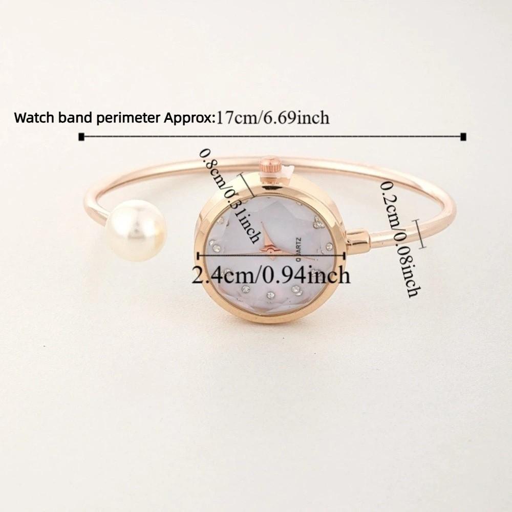 Fashion Pearl Bracelet Watch Gemstone Quartz Rhinestone Dial Watch Quartz Wristwatch  Evening Party