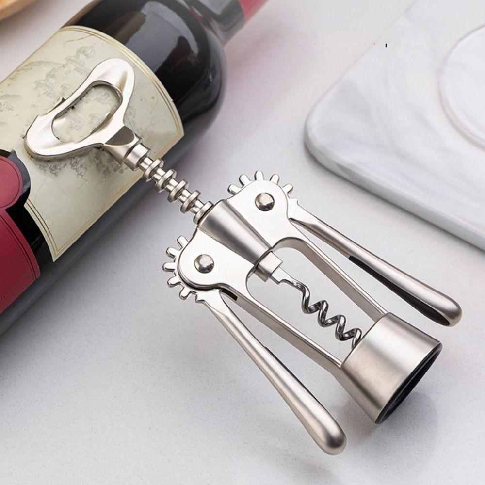 Stainless Steel Wine Corkscrew Wing Design Wine Cork Remover Spiral Bottle Opener Household