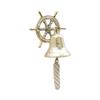 Gifts Metal Door Bell with Ship Wheel Wall Hanging Decor (Brass)