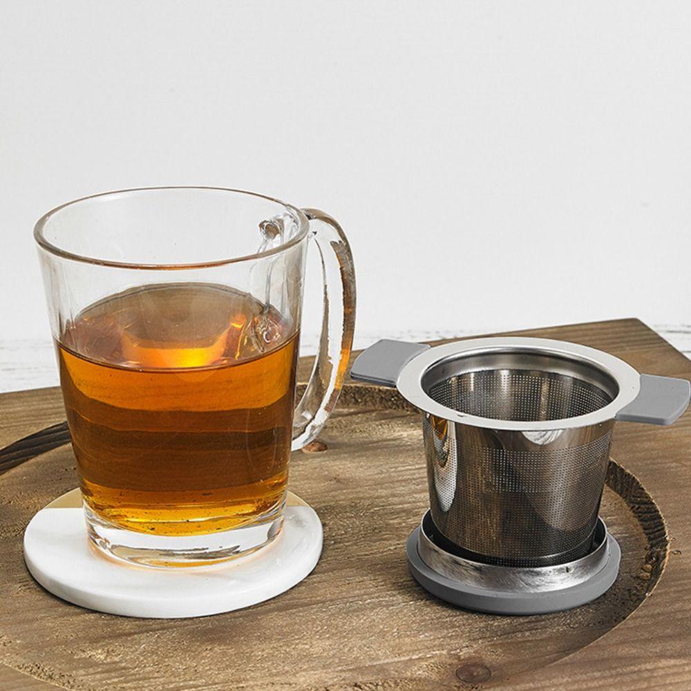 Нержавеющая сталь Чайное ситечко с крышкой Многоразовая сетчатая чашка-фильтр для листового чая, специй для чайников, кружек, чашек для заваривания чая, кофе