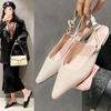 Pointed Versatile Sandals Flats Half-drag Thick Heel Fashion Flats Women's Summer Breathable Outer Wear 2025 Summer New