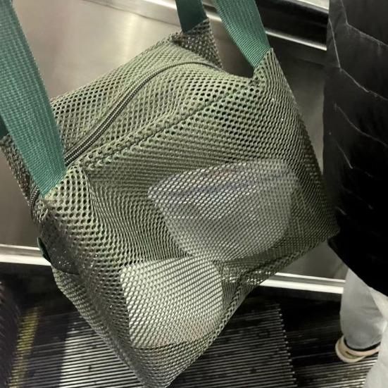 Сумка для хранения большой вместимости на молнии, пляжная сумка с ручками, видимая сетчатая сумка, органайзер для косметики