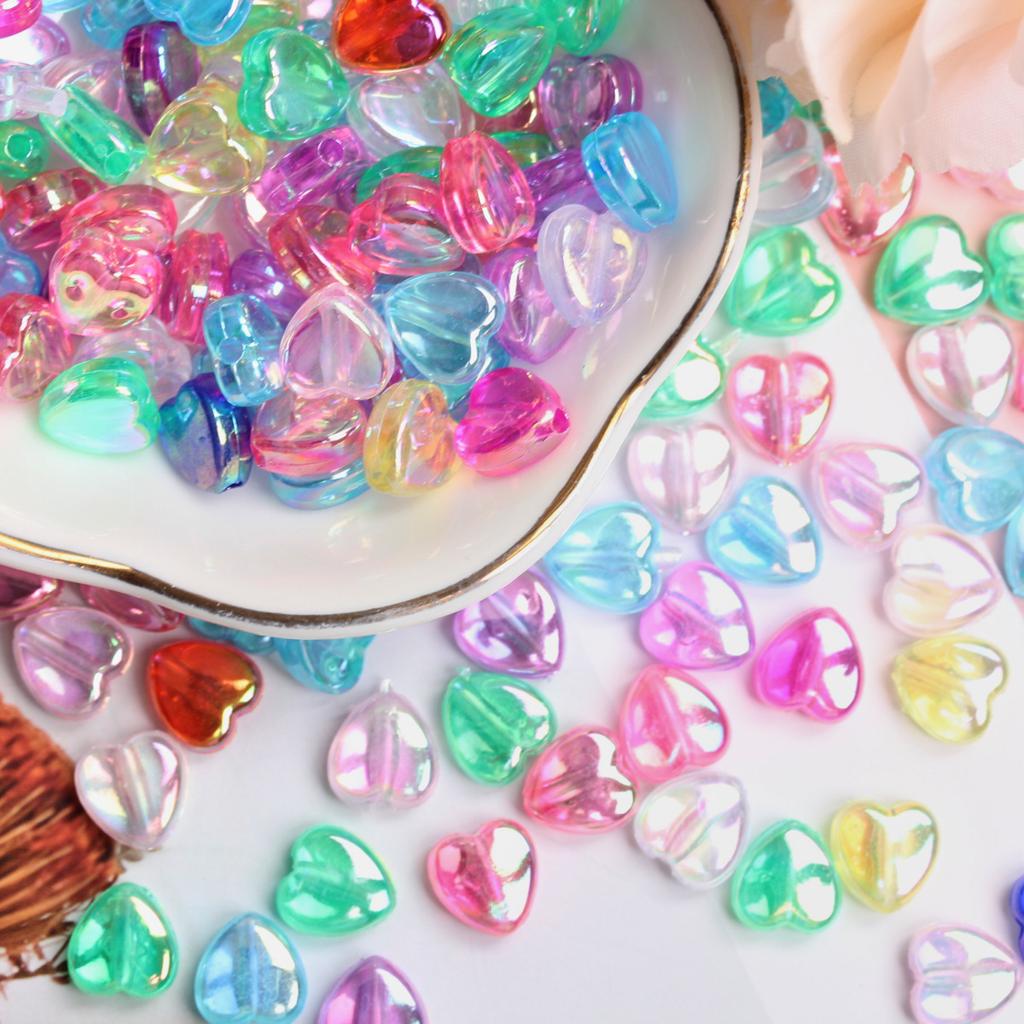 High Quality Beads Acrylic Loose Beads Heart Shape DIY 300Pcs Necklace Bracelet Charms For Jewelry Making 8.5*9mm Earrings