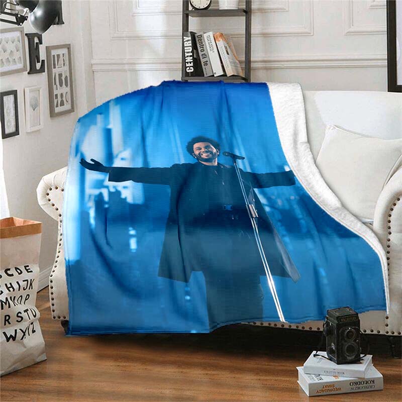 The customizable T-The Weeknd flannel soft blanket is suitable for home, bedroom, bed, sofa, travel, and children's use.