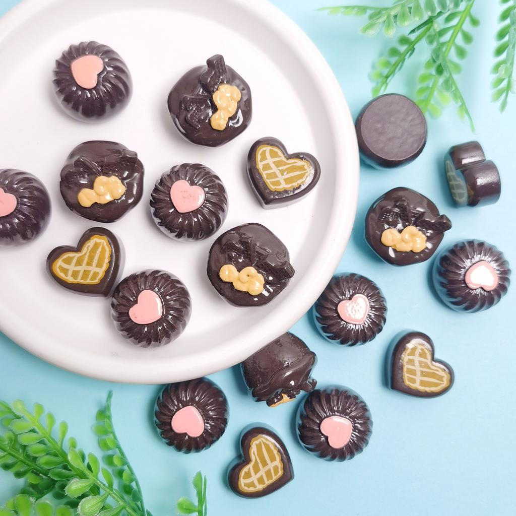 100pcs Chocolate Flatback Resin Cabochon Fit Phone Case Decoration DIY Hair Bows Center Accessories Doll House Miniature Food