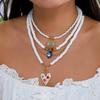 4pcs Lucky Blue Evil Eye Pendant Necklaces Set for Women Bohemian Colorful Heart Multilayer Beaded Necklaces Stacked Jewelry