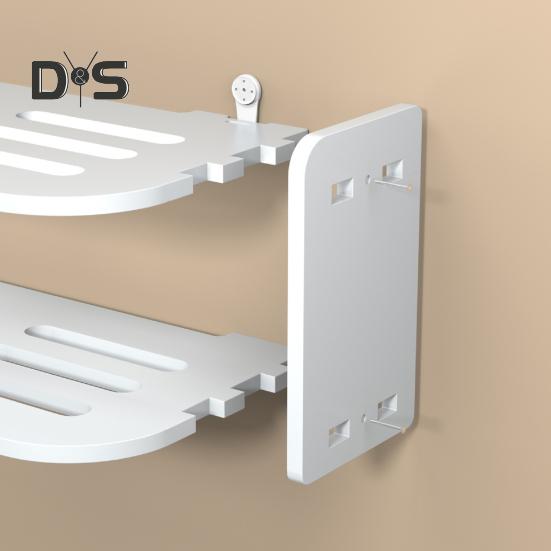 Wall Hanging Shelf Router Power Strip Organizer Double-Layer Design Strong Load-bearing Easy Installation Floating Rack Wall Mount Holder