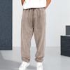 Men Sport Pants Wide Leg Drawstring Elastic Waist Pure Color Sweatpants Full