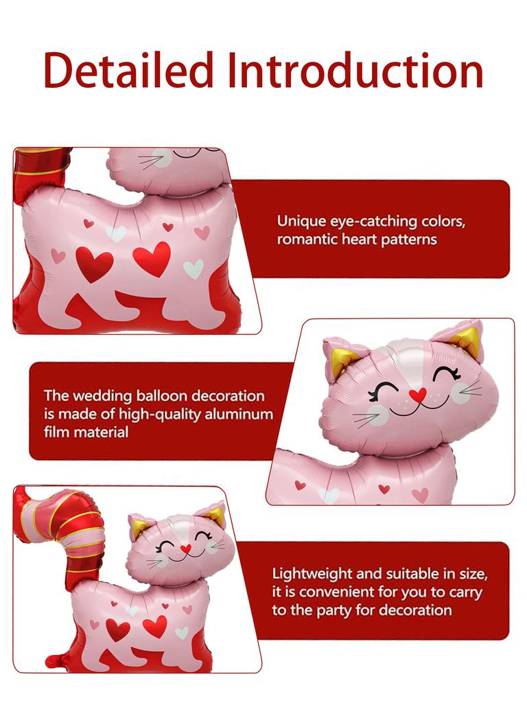1 шт. милый розовый воздушный шар в форме кошки, фольгированный воздушный шар в форме кошки, подходит для Дня святого Валентина, дня рождения, свадьбы и Нового года