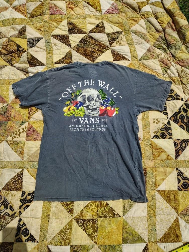 Мужские Vans ; Серая футболка с черепом Off The Wall Grunge Skate Y2K Винтажный стиль Унисекс