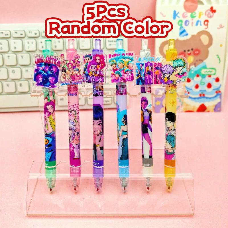 5 шт. K-pop Охотники на демонов Гелевые ручки Пишущие гладко ручки Быстросохнущие нейтральные ручки Офисные принадлежности Студенческая канцелярия Подарки