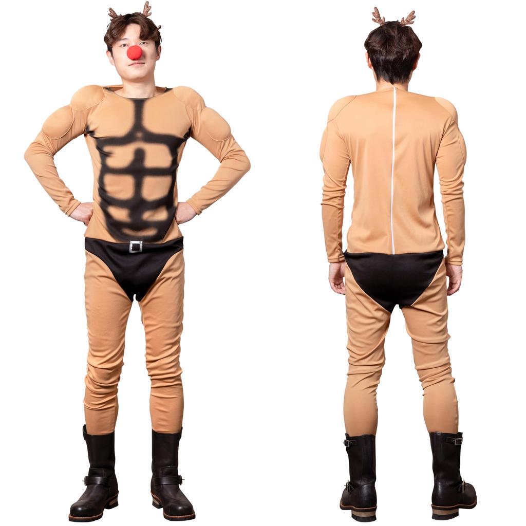 Косплей Рождественский мускулистый олень Коричневый [Прозрачный камень] Мужской