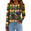 Женская модная свободная повседневная блузка с длинным рукавом и карнавальным принтом