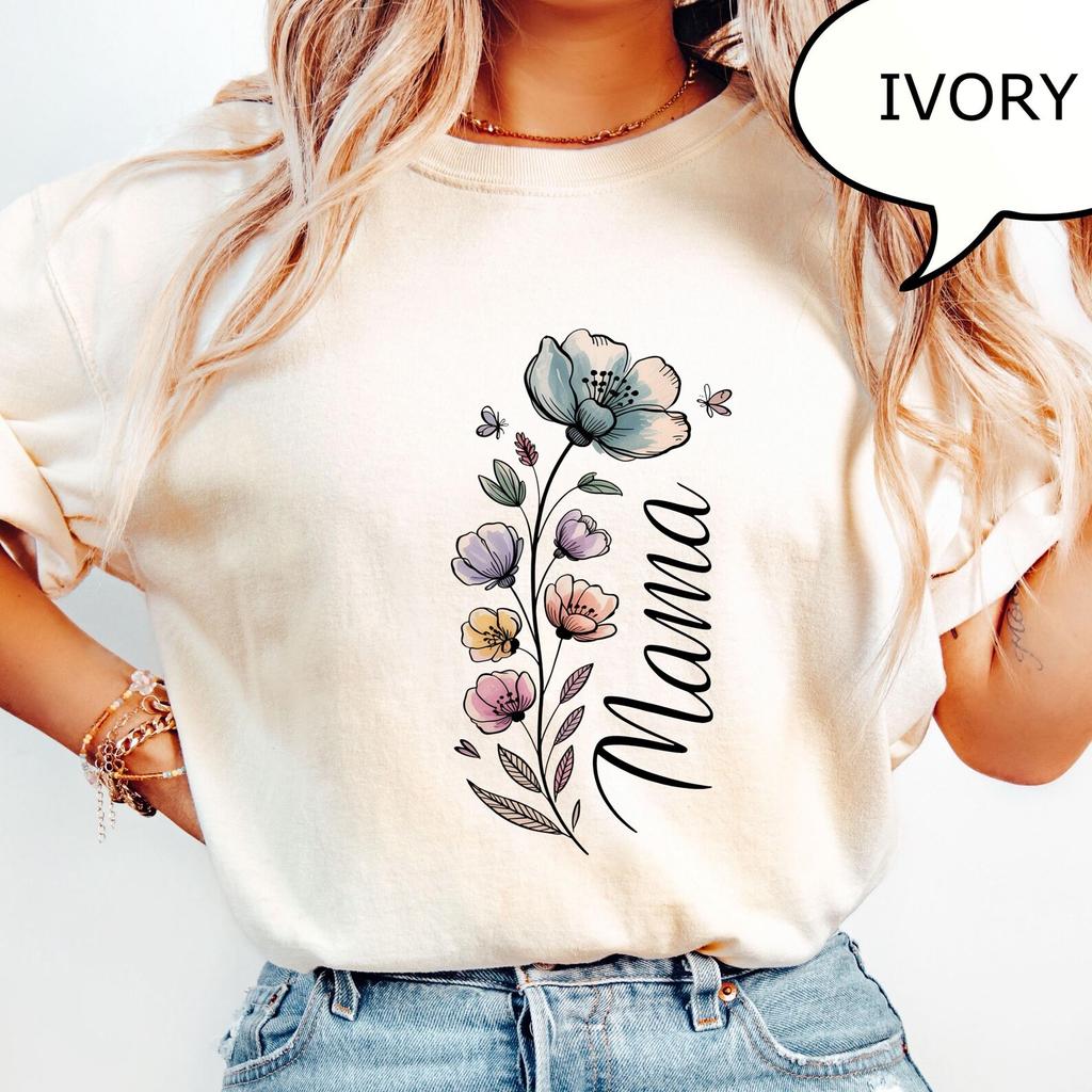 Comfort Colors® Aesthetic Mama T-Shirt, Floral Mama Shirt, Boho Flower Shirt, Mother's Day Gift, Birthday Mama Gift