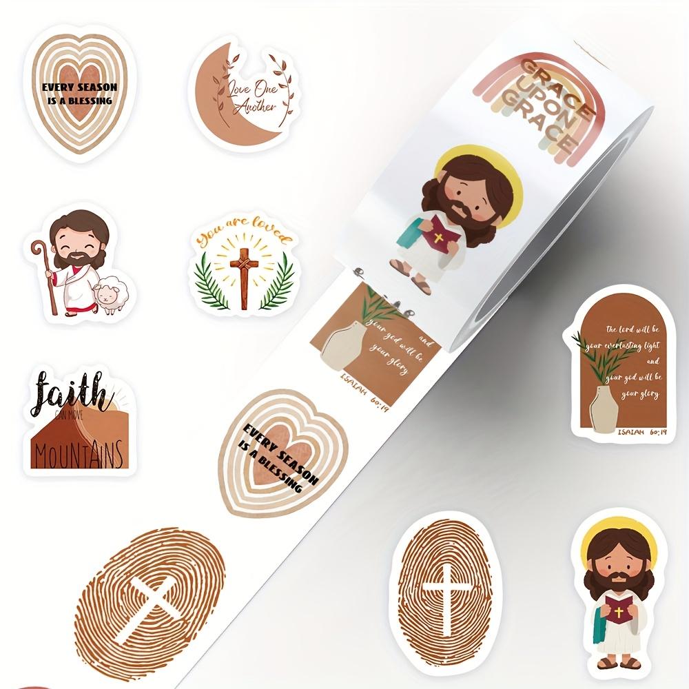 Inspirational Jesus & Bible Vinyl Stickers - Matte Finish, Cartoon Designs for Laptops, Bottles, Suitcases, Phones - Faith-Based Decorative Decals wi