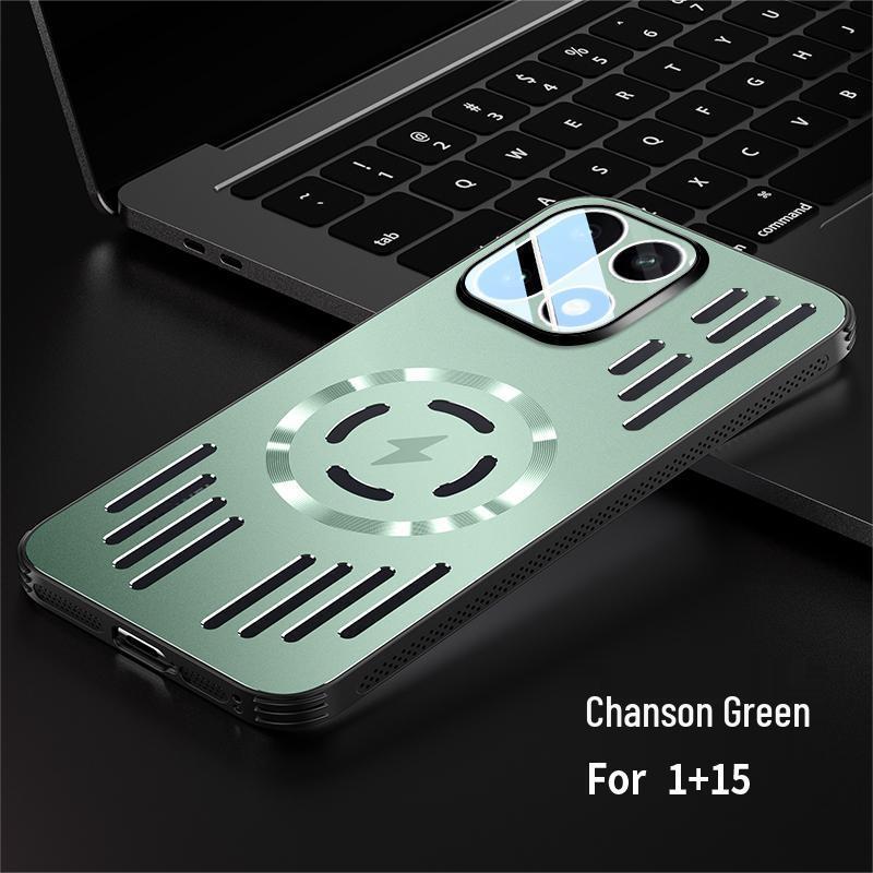 Противоударный чехол-подушка для OnePlus 15: Ледяной алюминий, Магнитное рассеивание тепла, Матовый металл, Легкий.