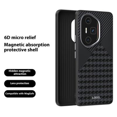 ABEEL Чехол для Honor 300 Ultra, совместимый с MagSafe, микро-тиснение, ПК, ТПУ, алюминиевый сплав, кожаный чехол для телефона