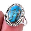 Кольцо из чистого серебра 925 пробы с натуральным бирюзовым медным камнем S.8 I2t44