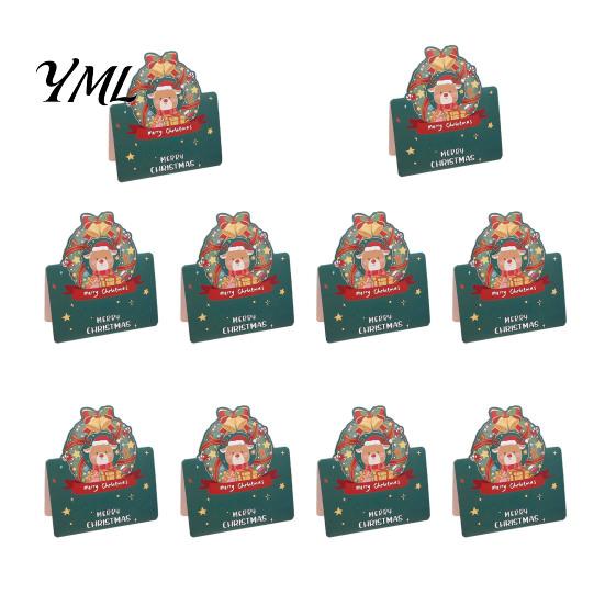 Display Cards 10 Pcs 3D Christmas Greeting Card, Cute Tree Santa Snowman Handwritten Holiday Notes Wreath Design for Festive Messages, Wishes Claus