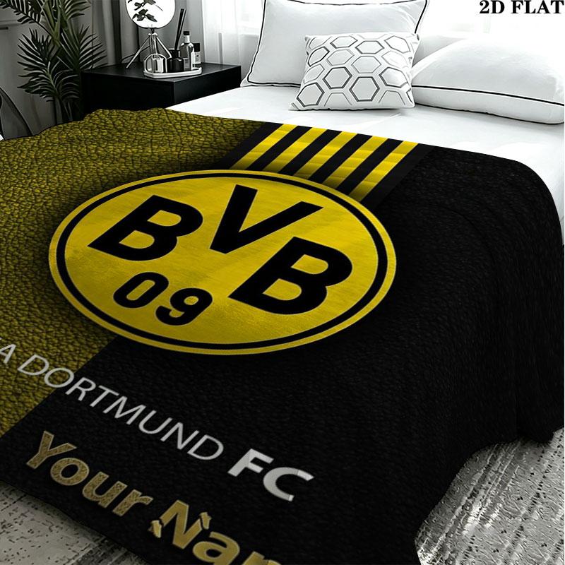 1PC Borussia Custom Name Patterned Flannel Blanket Suitable For All Seasons for Home Decor Warmth and Comfort Gifts Holiday Present