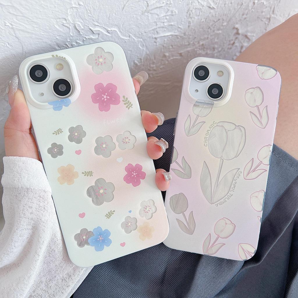 Силиконовый чехол Laser Flower Tulip для Xiaomi Redmi Note 12 11 Samsung A54 A24 A14 Oppo A78 A58 A38 Infinix Note 30 Funda Painted Cover Soft TPU Bumper