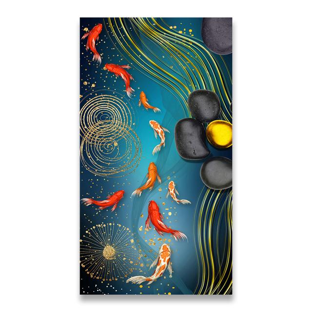 Китайский стиль золотой кои холст картина настенное искусство фэн-шуй рыба печать плакатов карп лотос пруд картина комната Hoom Декор Куадрос без рамки